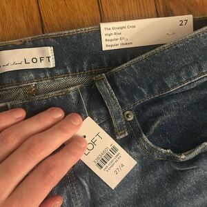 NWT loft denim jeans the straight crop high rise size 27!